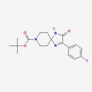 molecular formula C18H22FN3O3 B3000867 Tert-butyl 2-(4-fluorophenyl)-3-oxo-1,4,8-triazaspiro[4.5]dec-1-ene-8-carboxylate CAS No. 931965-32-1