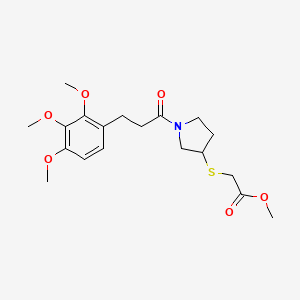 molecular formula C19H27NO6S B3000884 Methyl 2-((1-(3-(2,3,4-trimethoxyphenyl)propanoyl)pyrrolidin-3-yl)thio)acetate CAS No. 2034517-65-0