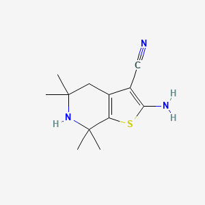 molecular formula C12H17N3S B3000886 2-Amino-5,5,7,7-tetramethyl-4,5,6,7-tetrahydrothieno[2,3-c]pyridine-3-carbonitrile CAS No. 133894-39-0