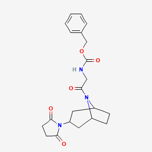 molecular formula C21H25N3O5 B3000887 benzyl (2-((1R,5S)-3-(2,5-dioxopyrrolidin-1-yl)-8-azabicyclo[3.2.1]octan-8-yl)-2-oxoethyl)carbamate CAS No. 1903152-31-7