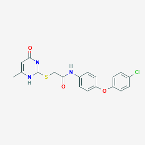 molecular formula C19H16ClN3O3S B300089 N-[4-(4-chlorophenoxy)phenyl]-2-[(6-methyl-4-oxo-1H-pyrimidin-2-yl)sulfanyl]acetamide 