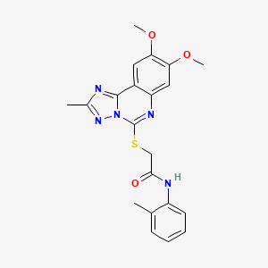 molecular formula C21H21N5O3S B3000891 2-((8,9-dimethoxy-2-methyl-[1,2,4]triazolo[1,5-c]quinazolin-5-yl)thio)-N-(o-tolyl)acetamide CAS No. 902432-96-6