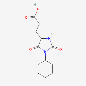 molecular formula C12H18N2O4 B3000896 3-(1-Cyclohexyl-2,5-dioxoimidazolidin-4-yl)propanoic acid CAS No. 1008213-43-1