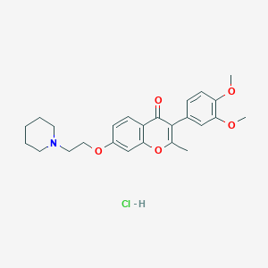 molecular formula C25H30ClNO5 B3000899 3-(3,4-dimethoxyphenyl)-2-methyl-7-(2-(piperidin-1-yl)ethoxy)-4H-chromen-4-one hydrochloride CAS No. 1216553-80-8