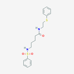 molecular formula C19H24N2O3S2 B300090 N-[2-(Phenylsulfanyl)ethyl]-5-[(phenylsulfonyl)amino]pentanamide 