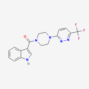 molecular formula C18H16F3N5O B3000901 1H-Indol-3-yl-[4-[6-(trifluoromethyl)pyridazin-3-yl]piperazin-1-yl]methanone CAS No. 2415466-45-2