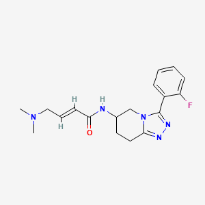 (E)-4-(Dimethylamino)-N-[3-(2-fluorophenyl)-5,6,7,8-tetrahydro-[1,2,4]triazolo[4,3-a]pyridin-6-yl]but-2-enamide