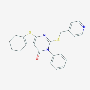molecular formula C22H19N3OS2 B300092 3-phenyl-2-[(4-pyridinylmethyl)sulfanyl]-5,6,7,8-tetrahydro[1]benzothieno[2,3-d]pyrimidin-4(3H)-one 