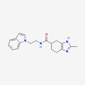 molecular formula C19H22N4O B3000929 N-(2-(1H-indol-1-yl)ethyl)-2-methyl-4,5,6,7-tetrahydro-1H-benzo[d]imidazole-5-carboxamide CAS No. 2034474-05-8