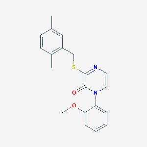 molecular formula C20H20N2O2S B3000930 3-[(2,5-Dimethylphenyl)methylsulfanyl]-1-(2-methoxyphenyl)pyrazin-2-one CAS No. 899759-35-4