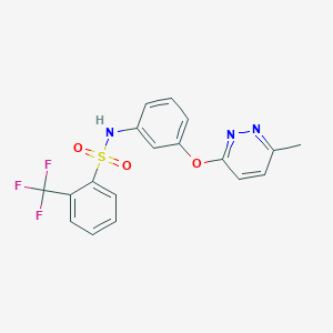 molecular formula C18H14F3N3O3S B3000941 N-(3-((6-methylpyridazin-3-yl)oxy)phenyl)-2-(trifluoromethyl)benzenesulfonamide CAS No. 1207020-24-3