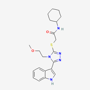 2-((5-(1H-indol-3-yl)-4-(2-methoxyethyl)-4H-1,2,4-triazol-3-yl)thio)-N-cyclohexylacetamide
