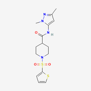 molecular formula C15H20N4O3S2 B3000951 N-(1,3-dimethyl-1H-pyrazol-5-yl)-1-(thiophen-2-ylsulfonyl)piperidine-4-carboxamide CAS No. 1170458-47-5