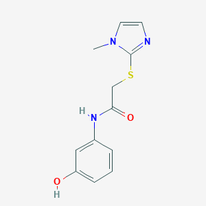 molecular formula C12H13N3O2S B300096 N-(3-Hydroxy-phenyl)-2-(1-methyl-1H-imidazol-2-ylsulfanyl)-acetamide 