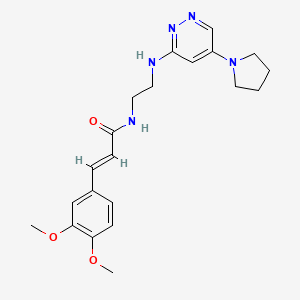 (E)-3-(3,4-dimethoxyphenyl)-N-(2-((5-(pyrrolidin-1-yl)pyridazin-3-yl)amino)ethyl)acrylamide