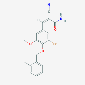 molecular formula C19H17BrN2O3 B3000973 (Z)-3-[3-bromo-5-methoxy-4-[(2-methylphenyl)methoxy]phenyl]-2-cyanoprop-2-enamide CAS No. 444649-75-6