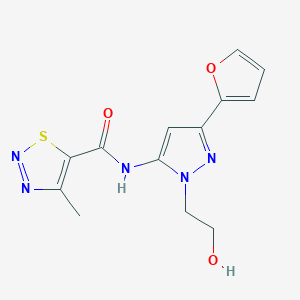 N-(3-(furan-2-yl)-1-(2-hydroxyethyl)-1H-pyrazol-5-yl)-4-methyl-1,2,3-thiadiazole-5-carboxamide