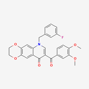 8-(3,4-Dimethoxybenzoyl)-6-[(3-fluorophenyl)methyl]-2,3-dihydro-[1,4]dioxino[2,3-g]quinolin-9-one