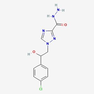 molecular formula C11H12ClN5O2 B3000978 1-[2-(4-chlorophenyl)-2-hydroxyethyl]-1H-1,2,4-triazole-3-carbohydrazide CAS No. 1986486-63-8