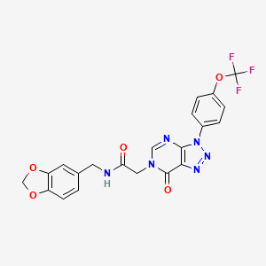 molecular formula C21H15F3N6O5 B3000984 N-(benzo[d][1,3]dioxol-5-ylmethyl)-2-(7-oxo-3-(4-(trifluoromethoxy)phenyl)-3H-[1,2,3]triazolo[4,5-d]pyrimidin-6(7H)-yl)acetamide CAS No. 893928-34-2