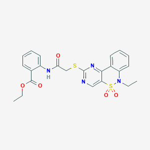 ethyl 2-({[(6-ethyl-5,5-dioxido-6H-pyrimido[5,4-c][2,1]benzothiazin-2-yl)thio]acetyl}amino)benzoate