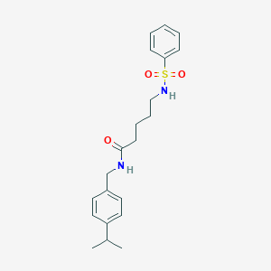 molecular formula C21H28N2O3S B300099 N-(4-isopropylbenzyl)-5-[(phenylsulfonyl)amino]pentanamide 