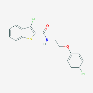 molecular formula C17H13Cl2NO2S B300100 3-Chloro-N-[2-(4-chlorophenoxy)ethyl]-1-benzothiophene-2-carboxamide 