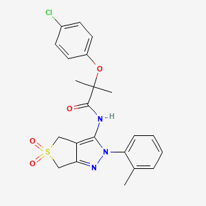 molecular formula C22H22ClN3O4S B3001006 2-(4-chlorophenoxy)-N-(5,5-dioxido-2-(o-tolyl)-4,6-dihydro-2H-thieno[3,4-c]pyrazol-3-yl)-2-methylpropanamide CAS No. 893940-75-5