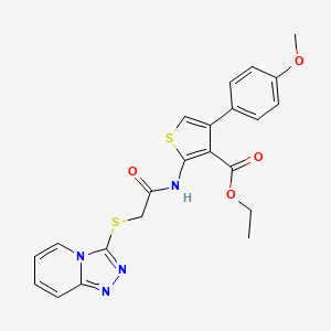 molecular formula C22H20N4O4S2 B3001010 Ethyl 2-(2-([1,2,4]triazolo[4,3-a]pyridin-3-ylthio)acetamido)-4-(4-methoxyphenyl)thiophene-3-carboxylate CAS No. 315711-28-5