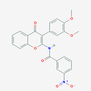 molecular formula C24H18N2O7 B3001012 N-[3-(3,4-二甲氧基苯基)-4-氧代色满-2-基]-3-硝基苯甲酰胺 CAS No. 879449-25-9