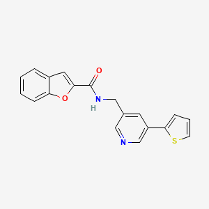N-((5-(thiophen-2-yl)pyridin-3-yl)methyl)benzofuran-2-carboxamide