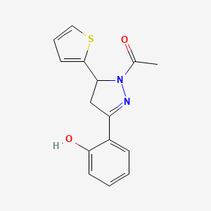 molecular formula C15H14N2O2S B3001038 1-[3-(2-Hydroxy-phenyl)-5-thiophen-2-yl-4,5-dihydro-pyrazol-1-yl]-ethanone CAS No. 149054-50-2