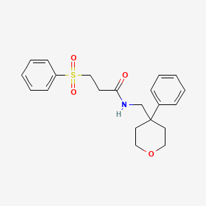 molecular formula C21H25NO4S B3001040 3-(phenylsulfonyl)-N-((4-phenyltetrahydro-2H-pyran-4-yl)methyl)propanamide CAS No. 1211742-68-5