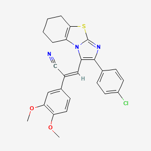 molecular formula C26H22ClN3O2S B3001047 (Z)-3-[2-(4-chlorophenyl)-5,6,7,8-tetrahydroimidazo[2,1-b][1,3]benzothiazol-1-yl]-2-(3,4-dimethoxyphenyl)prop-2-enenitrile CAS No. 383147-95-3