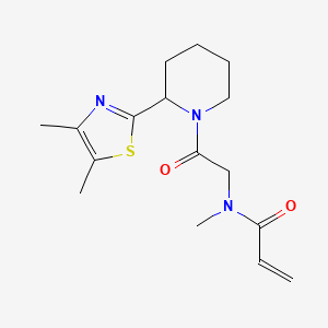 molecular formula C16H23N3O2S B3001048 N-[2-[2-(4,5-Dimethyl-1,3-thiazol-2-yl)piperidin-1-yl]-2-oxoethyl]-N-methylprop-2-enamide CAS No. 2361807-00-1