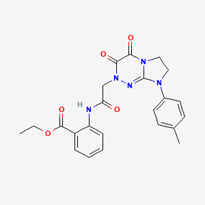 molecular formula C23H23N5O5 B3001056 ethyl 2-(2-(3,4-dioxo-8-(p-tolyl)-3,4,7,8-tetrahydroimidazo[2,1-c][1,2,4]triazin-2(6H)-yl)acetamido)benzoate CAS No. 941996-92-5