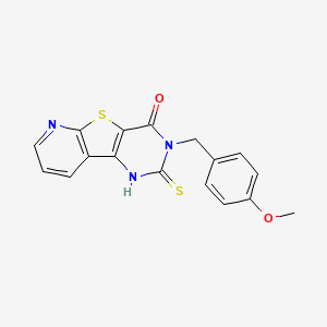 molecular formula C17H13N3O2S2 B3001058 3-(4-methoxybenzyl)-2-thioxo-2,3-dihydropyrido[3',2':4,5]thieno[3,2-d]pyrimidin-4(1H)-one CAS No. 1019151-39-3