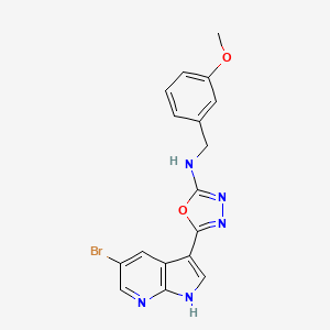 molecular formula C17H14BrN5O2 B3001061 5-[5-Bromopyrrolo[2,3-b]pyridin-3-yl]-N-(3-methoxybenzyl)-1,3,4-oxadiazol-2-amine CAS No. 1210437-59-4
