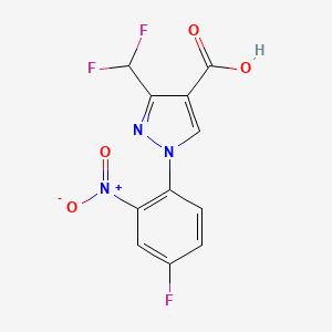 molecular formula C11H6F3N3O4 B3001067 3-(Difluoromethyl)-1-(4-fluoro-2-nitrophenyl)pyrazole-4-carboxylic acid CAS No. 1975118-18-3