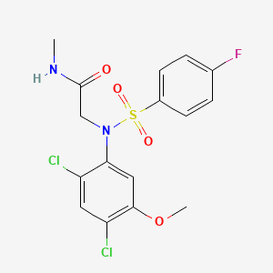 2-{2,4-dichloro[(4-fluorophenyl)sulfonyl]-5-methoxyanilino}-N-methylacetamide