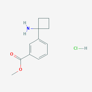 molecular formula C12H16ClNO2 B3001073 Methyl 3-(1-aminocyclobutyl)benzoate;hydrochloride CAS No. 2243509-78-4
