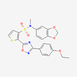 molecular formula C22H19N3O6S2 B3001074 N-(1,3-benzodioxol-5-yl)-2-[3-(4-ethoxyphenyl)-1,2,4-oxadiazol-5-yl]-N-methylthiophene-3-sulfonamide CAS No. 1105196-04-0