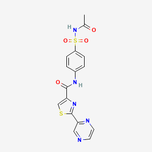 molecular formula C16H13N5O4S2 B3001079 N-(4-(N-acetylsulfamoyl)phenyl)-2-(pyrazin-2-yl)thiazole-4-carboxamide CAS No. 1226431-42-0