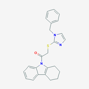molecular formula C24H23N3OS B300108 9-{[(1-benzyl-1H-imidazol-2-yl)sulfanyl]acetyl}-2,3,4,9-tetrahydro-1H-carbazole 