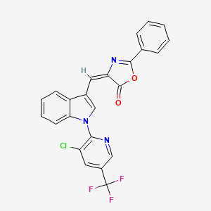 4-({1-[3-chloro-5-(trifluoromethyl)-2-pyridinyl]-1H-indol-3-yl}methylene)-2-phenyl-1,3-oxazol-5(4H)-one