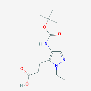 molecular formula C13H21N3O4 B3001096 3-(4-((tert-Butoxycarbonyl)amino)-1-ethyl-1H-pyrazol-5-yl)propanoic acid CAS No. 2219408-58-7