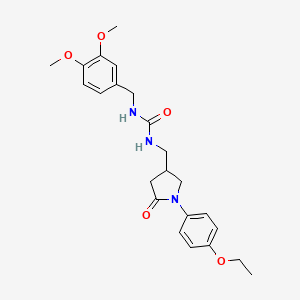 molecular formula C23H29N3O5 B3001098 1-(3,4-Dimethoxybenzyl)-3-((1-(4-ethoxyphenyl)-5-oxopyrrolidin-3-yl)methyl)urea CAS No. 954636-46-5