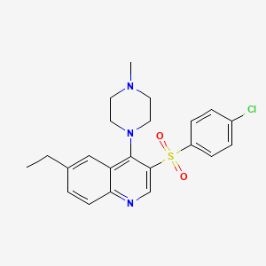 molecular formula C22H24ClN3O2S B3001106 3-((4-Chlorophenyl)sulfonyl)-6-ethyl-4-(4-methylpiperazin-1-yl)quinoline CAS No. 866845-13-8