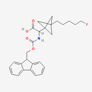 molecular formula C27H30FNO4 B3001114 2-(9H-Fluoren-9-ylmethoxycarbonylamino)-2-[3-(5-fluoropentyl)-1-bicyclo[1.1.1]pentanyl]acetic acid CAS No. 2287267-29-0