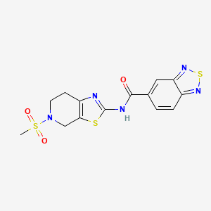 molecular formula C14H13N5O3S3 B3001118 N-(5-(methylsulfonyl)-4,5,6,7-tetrahydrothiazolo[5,4-c]pyridin-2-yl)benzo[c][1,2,5]thiadiazole-5-carboxamide CAS No. 1421492-20-7